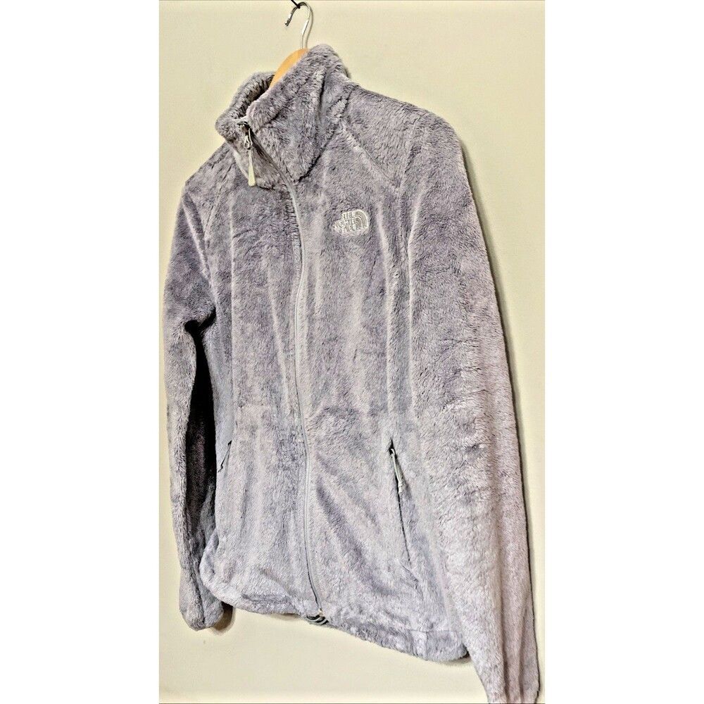 The North Face Womens Osito Jacket Size Small Gray Mock Neck Pockets Long Sleeve